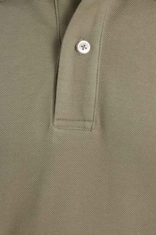 Erkek Slim Fit Dar Kesim %100 Pamuk Kısa Kollu Polo Yaka Haki Tişört