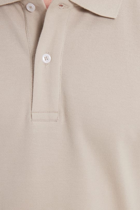 Erkek Slim Fit Dar Kesim %100 Pamuk Kısa Kollu Polo Yaka Bej Tişört