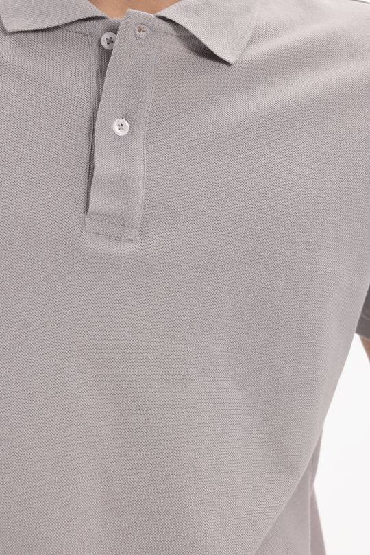 Erkek Slim Fit Dar Kesim %100 Pamuk Kısa Kollu Polo Yaka Gri Tişört