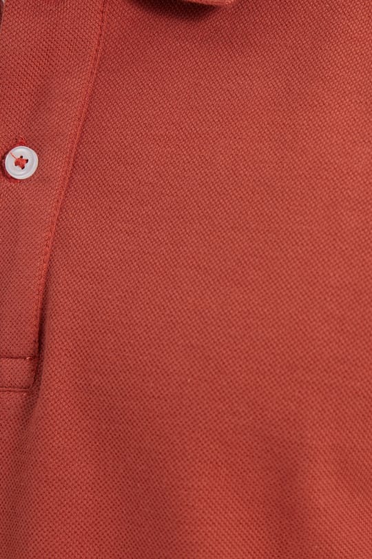 Erkek Slim Fit Dar Kesim %100 Pamuk Kısa Kollu Polo Yaka Turuncu Tişört