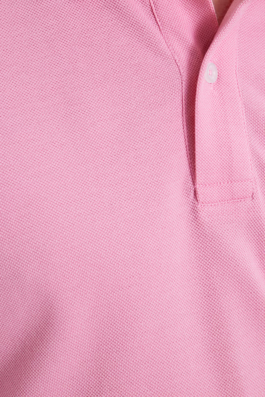 Erkek Slim Fit Dar Kesim %100 Pamuk Kısa Kollu Polo Yaka Pembe Tişört