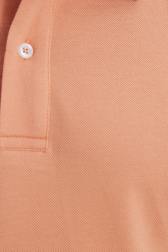 Erkek Slim Fit Dar Kesim %100 Pamuk Kısa Kollu Polo Yaka Turuncu Tişört