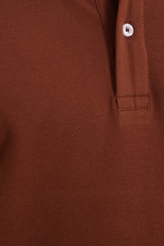 Erkek Slim Fit Dar Kesim %100 Pamuk Kısa Kollu Polo Yaka Kahverengi Tişört