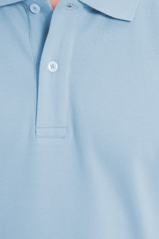 Erkek Slim Fit Dar Kesim %100 Pamuk Kısa Kollu Polo Yaka Mavi Tişört