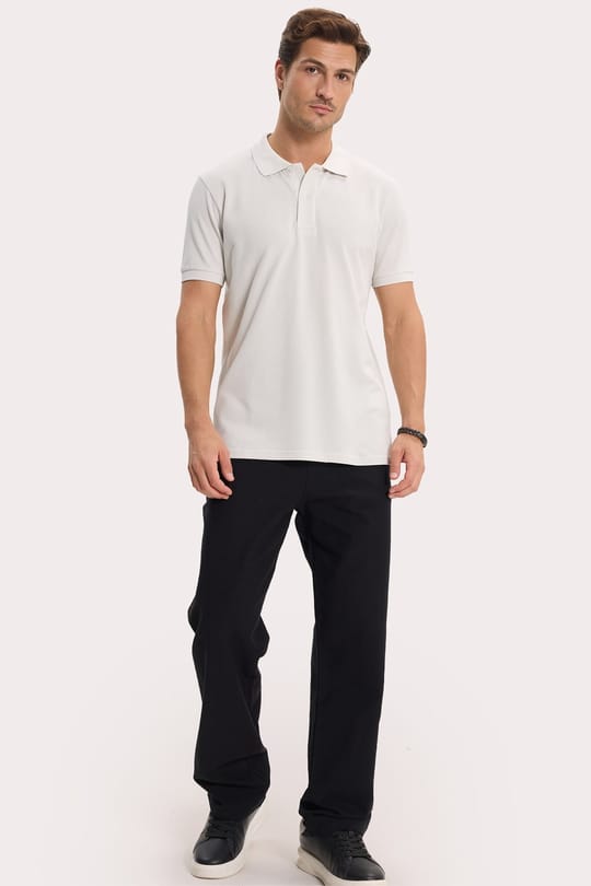 Erkek Slim Fit Dar Kesim %100 Pamuk Kısa Kollu Polo Yaka Yeşil Tişört