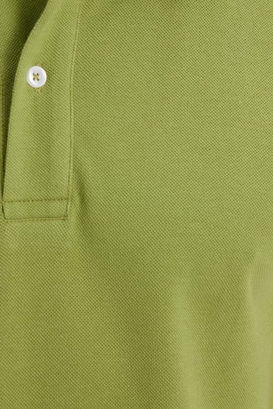 Erkek Slim Fit Dar Kesim %100 Pamuk Kısa Kollu Polo Yaka Yeşil Tişört