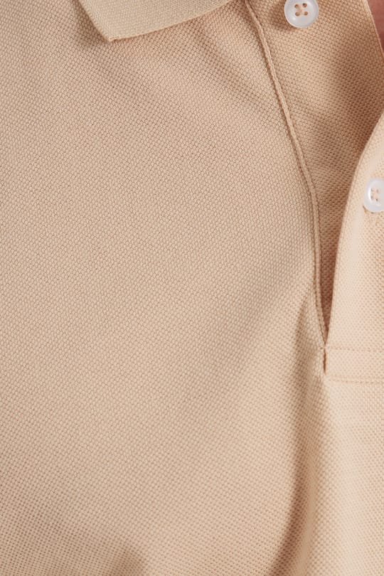 Erkek Slim Fit Dar Kesim %100 Pamuk Kısa Kollu Polo Yaka Bej Tişört