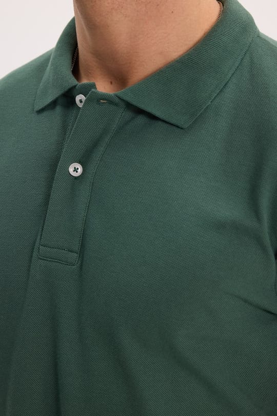 Erkek Slim Fit Dar Kesim %100 Pamuk Kısa Kollu Polo Yaka Haki Tişört