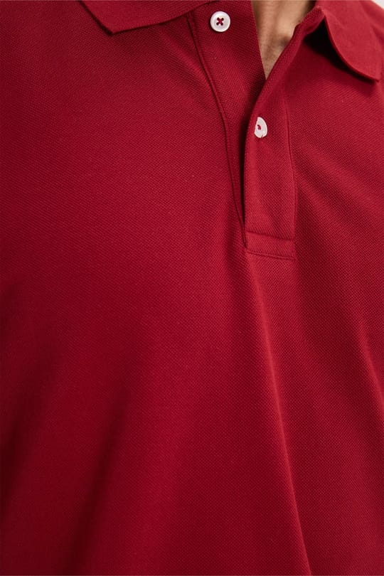 Erkek Slim Fit Dar Kesim %100 Pamuk Kısa Kollu Polo Yaka Bordo Tişört