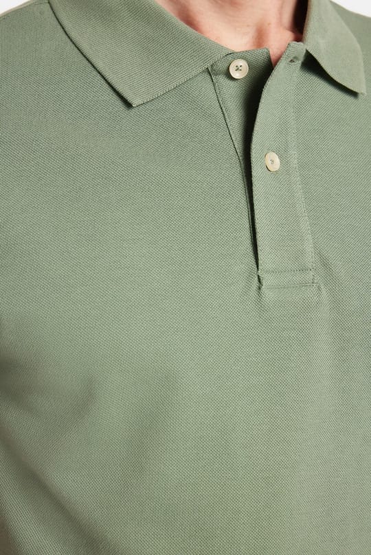 Erkek Slim Fit Dar Kesim %100 Pamuk Kısa Kollu Polo Yaka Yeşil Tişört