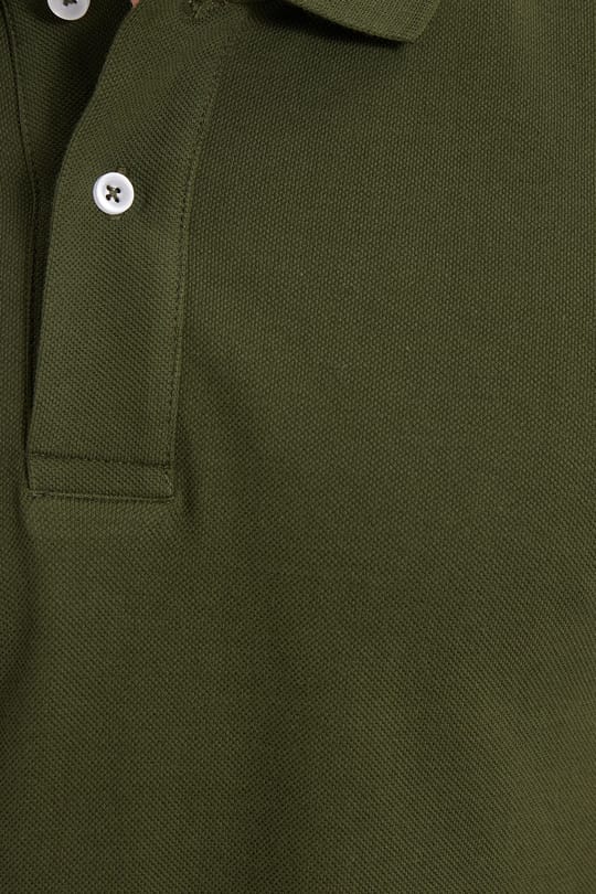 Erkek Slim Fit Dar Kesim %100 Pamuk Kısa Kollu Polo Yaka Haki Tişört