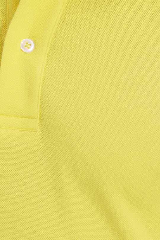 Erkek Slim Fit Dar Kesim %100 Pamuk Kısa Kollu Polo Yaka Sarı Tişört