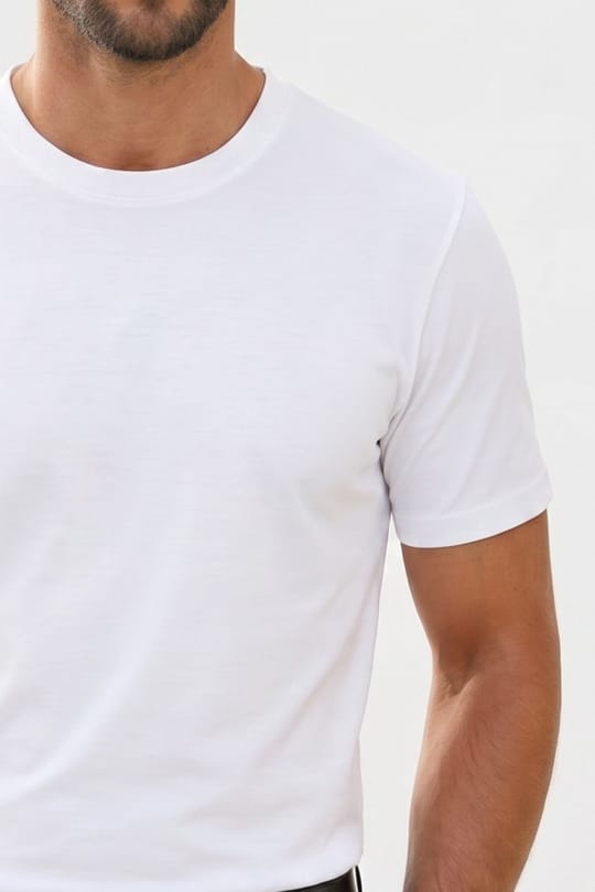 Erkek Regular Fit Rahat Kesim Ekstra Soft Modal Kumaş Bisiklet Yaka Kısa Kollu Beyaz Tişört