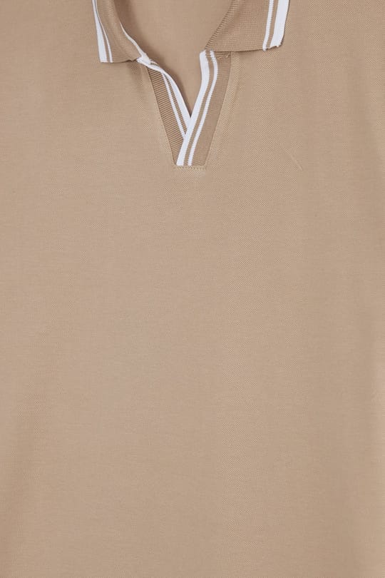 Erkek Slim Fit Dar Kesim %100 Pamuklu Çizgili Detaylı V Yaka Taş Polo Yaka Tişört