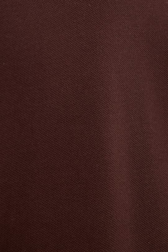 Erkek Slim Fit Dar Kesim %100 Pamuklu Çizgili Detaylı V Yaka Kahverengi  Polo Yaka Tişört