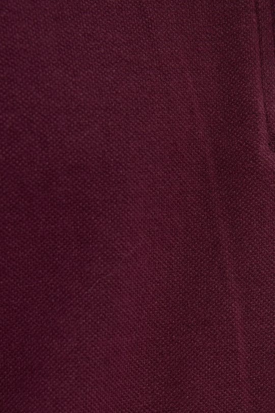 Erkek Standart Fit Normal Kesim Pamuklu Uzun Kollu Fermuarlı Bordo Polo Yaka Tişört