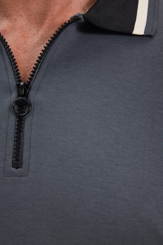 Erkek Slim Fit Dar Kesim %100 Pamuk 3lü Paket Haki-Gri-Siyah Fermuarlı Polo Yaka Pike Tişört