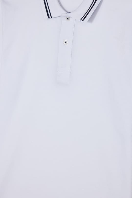 Erkek Slim Fit Dar Kesim %100 Pamuk Uzun Kollu Beyaz Polo Yaka Tişört