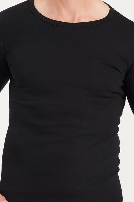 Erkek Slim Fit Dar Kesim Bisiklet Yaka Siyah Termal Alt Üst Takım