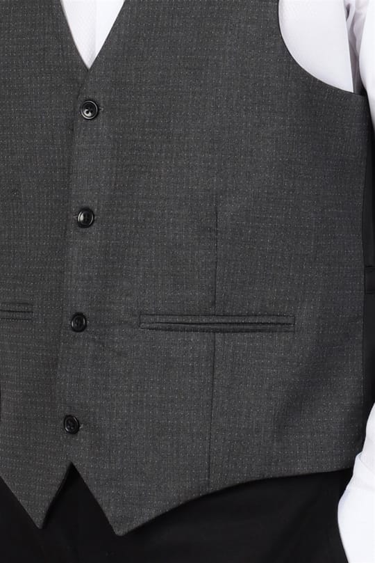 Erkek Slim Fit Çift Cep Fletolu Pensli Gri Yelek