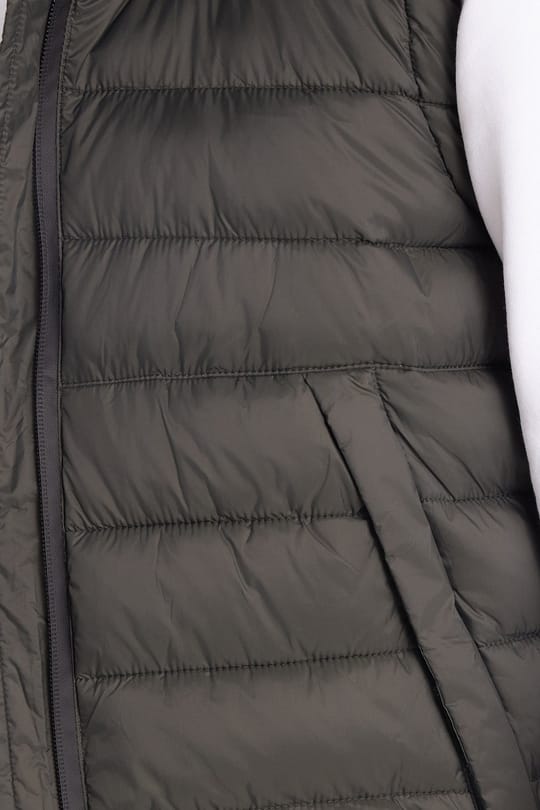 Erkek Relax Fit Rahat Kesim Kapüşonlu Çift Cepli Haki Şişme Yelek