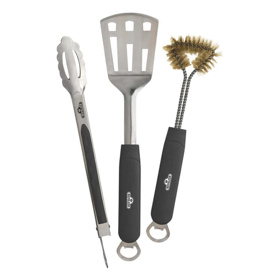 Napoleon Üçlü Set - Spatula, Maşa, Temizleme Fırçası Paslanmaz Çelik