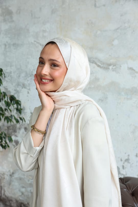Cullet Desen Jakar Şal Ekru