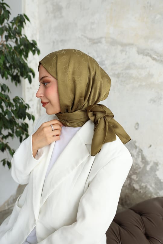 Döngü Desen Jakar Şal Haki