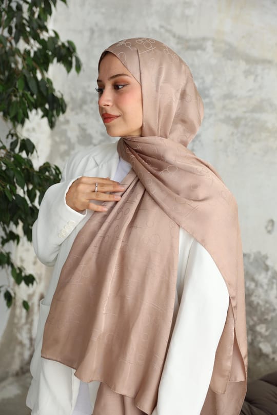 Döngü Desen Jakar Şal Vizon