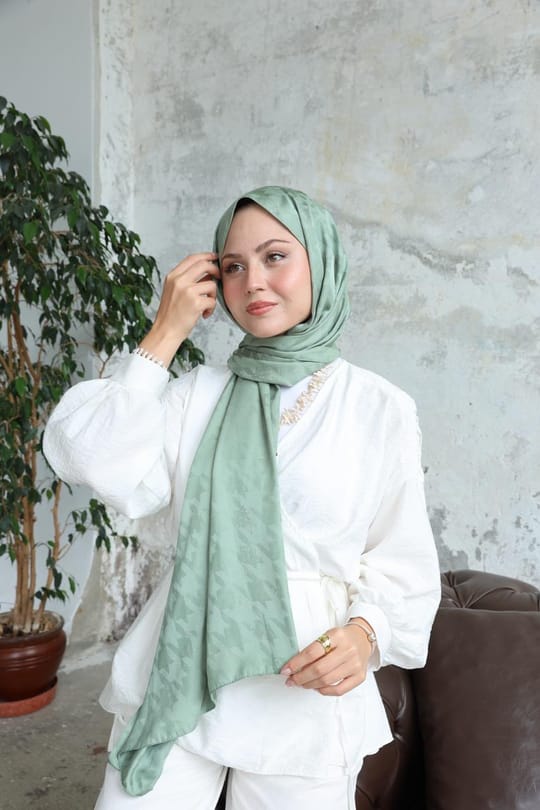 Eskiz Kazayağı Şal Mint Yeşili