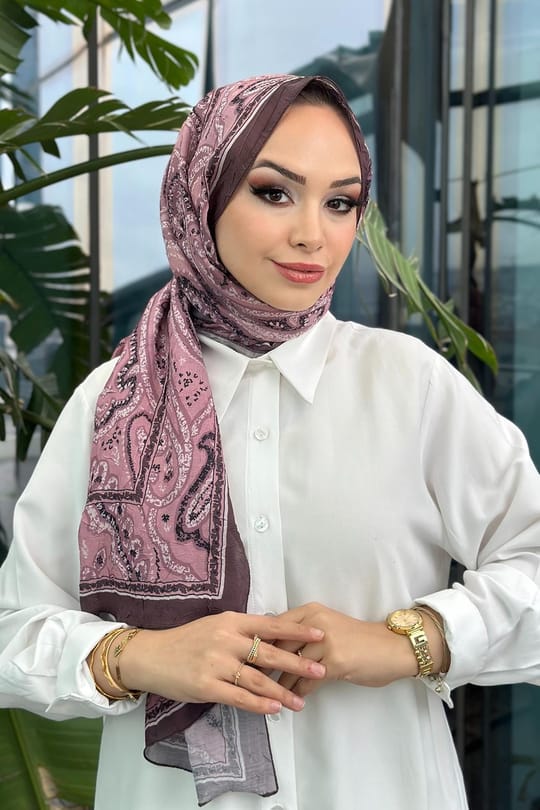 Ethnic Desen Kraş Şal Gül Kurusu