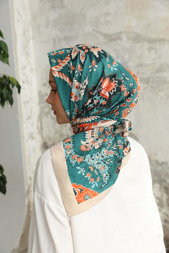 Etro Desen Bambu Kraş Eşarp Petrol Yeşil