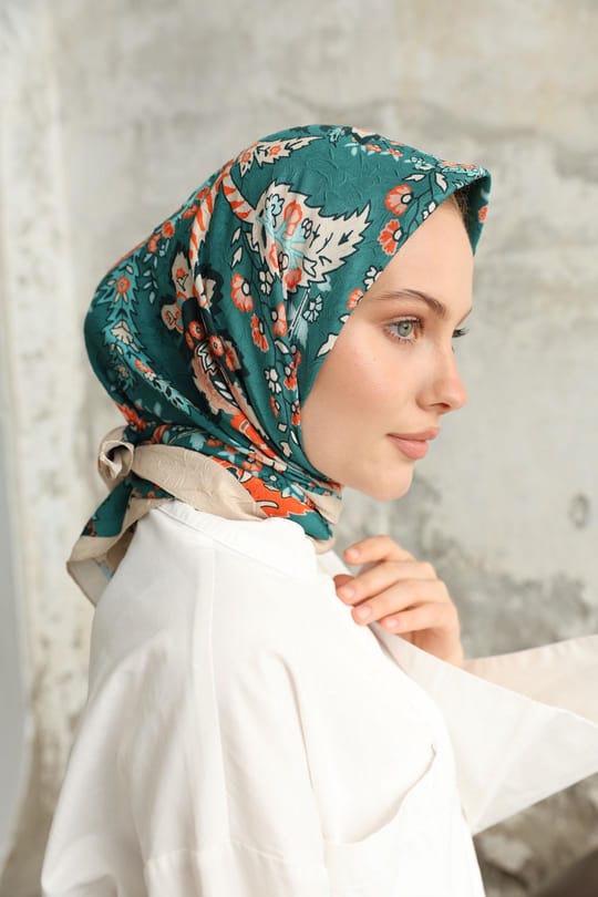 Etro Desen Bambu Kraş Eşarp Petrol Yeşil