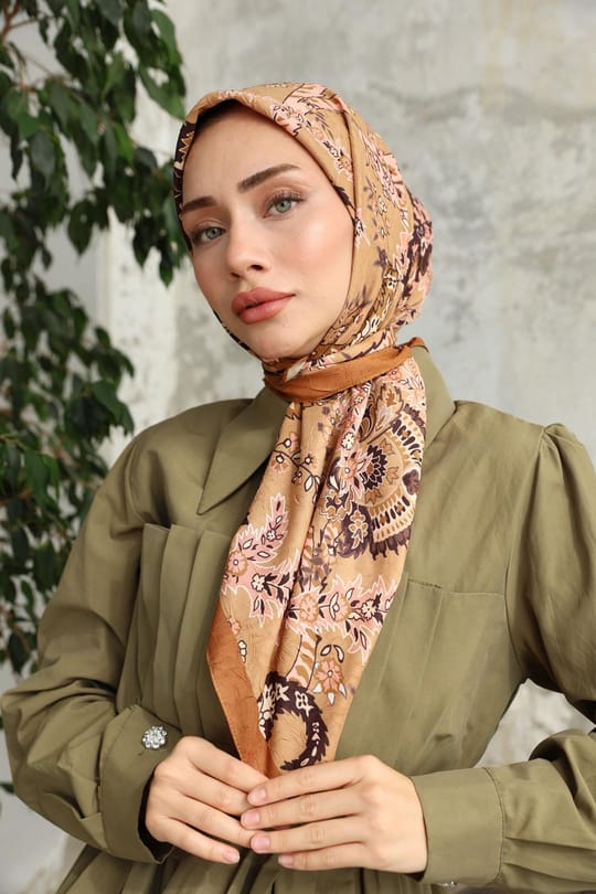 Etro Desen Bambu Kraş Eşarp Sütlü Kahve
