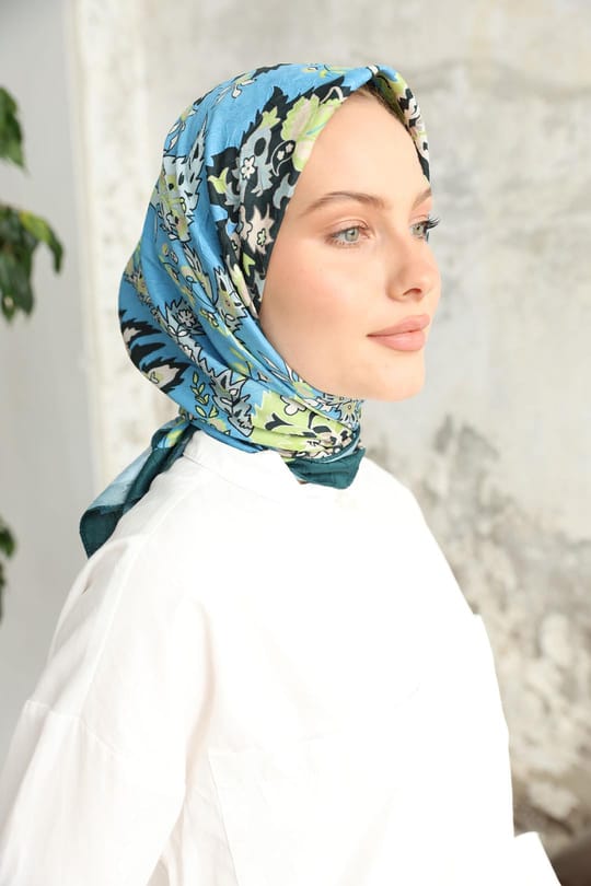 Etro Desen Bambu Kraş Eşarp Turkuaz