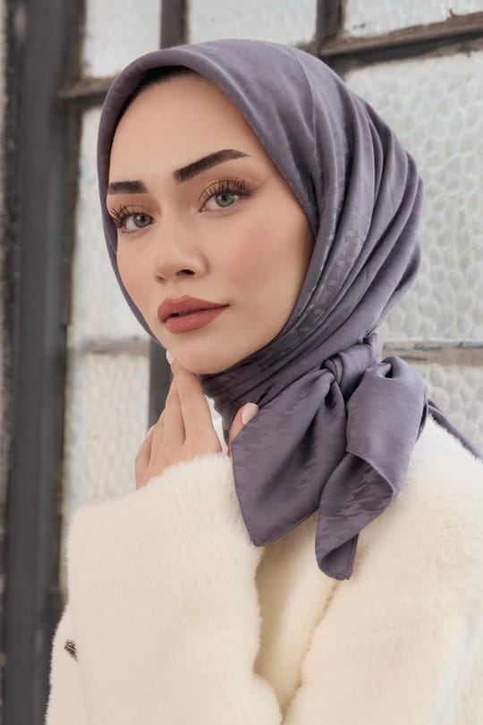 Kazayağı Desen Jakar Eşarp Duman Gri