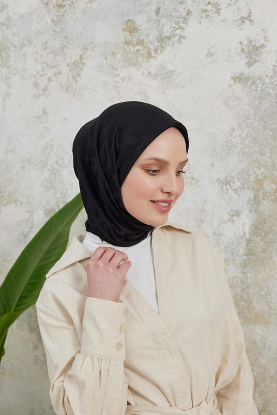 Perla Desen Jakar Eşarp Siyah