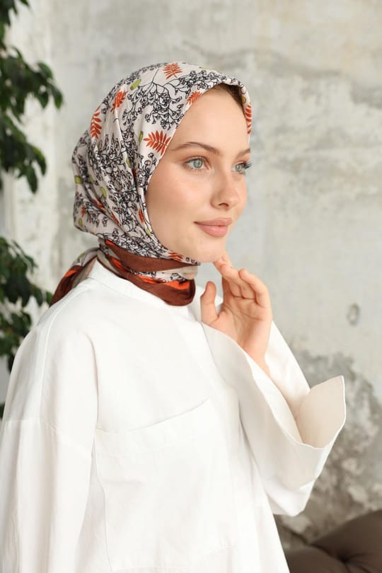 Riva Desen Bambu Kraş Eşarp Kahve