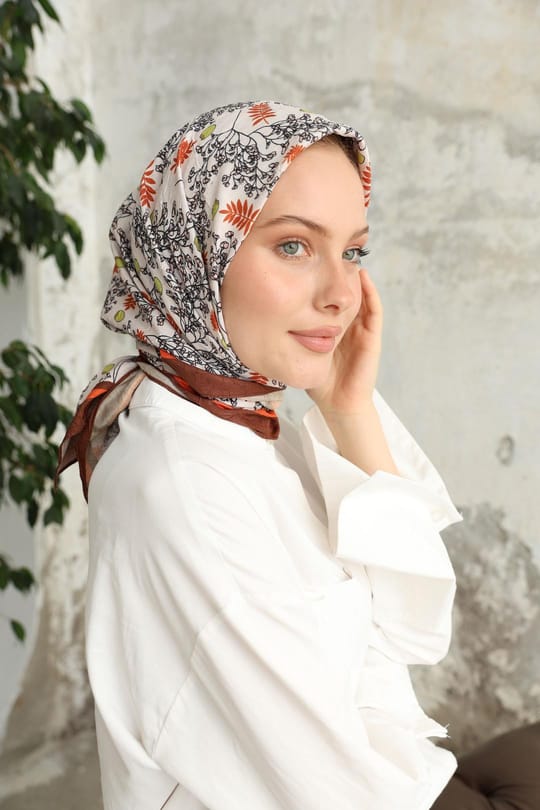 Riva Desen Bambu Kraş Eşarp Kahve