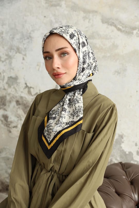 Riva Desen Bambu Kraş Eşarp Siyah