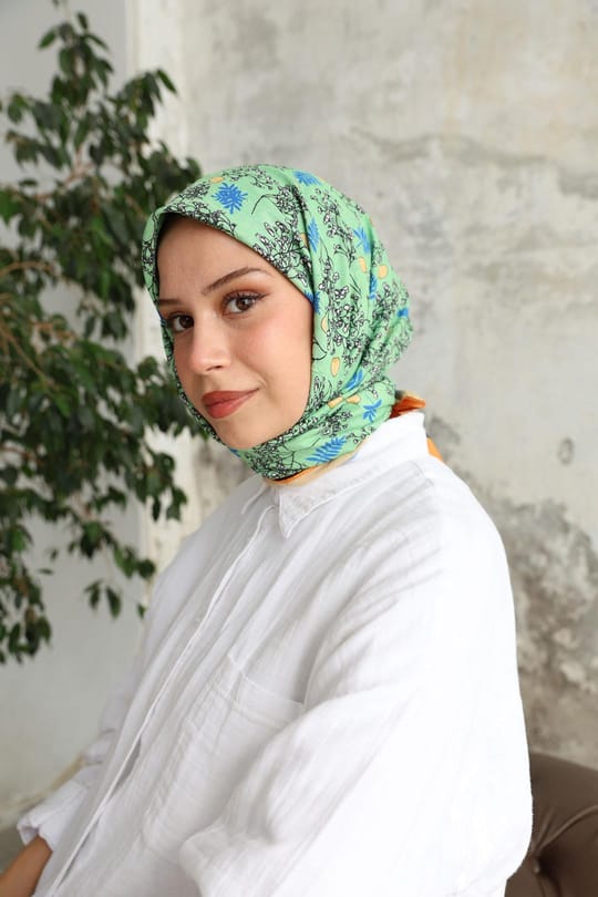 Riva Desen Bambu Kraş Eşarp Yeşil