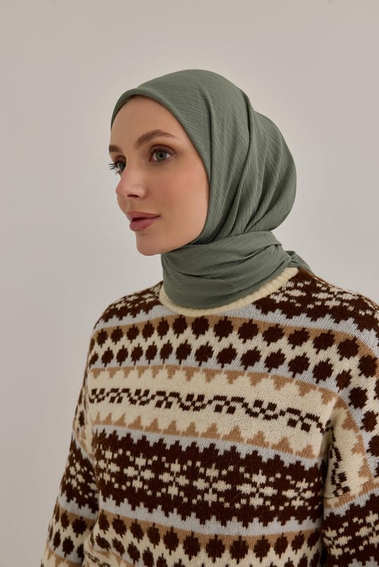 Soft Krinkıl Eşarp Çam Yeşili