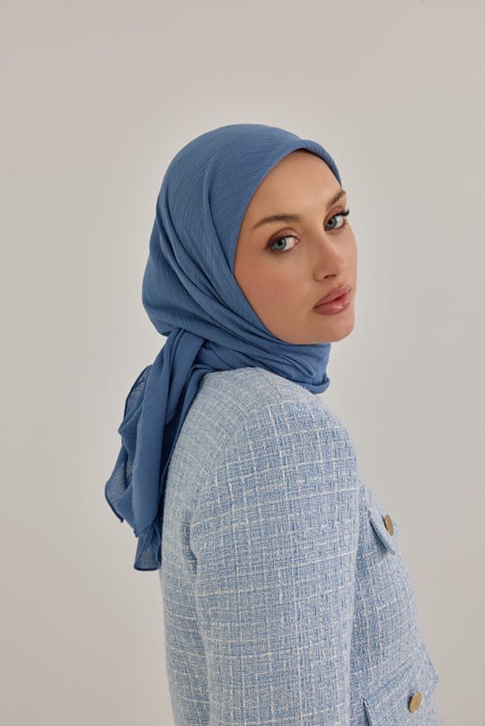 Soft Krinkıl Eşarp Kot Mavi