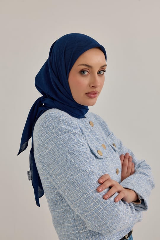Soft Krinkıl Eşarp Lacivert