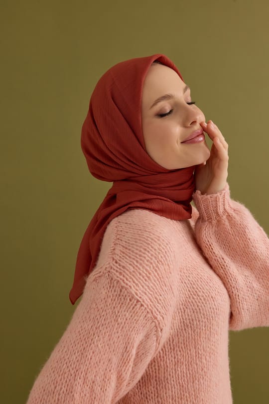 Soft Krinkıl Eşarp Mercan