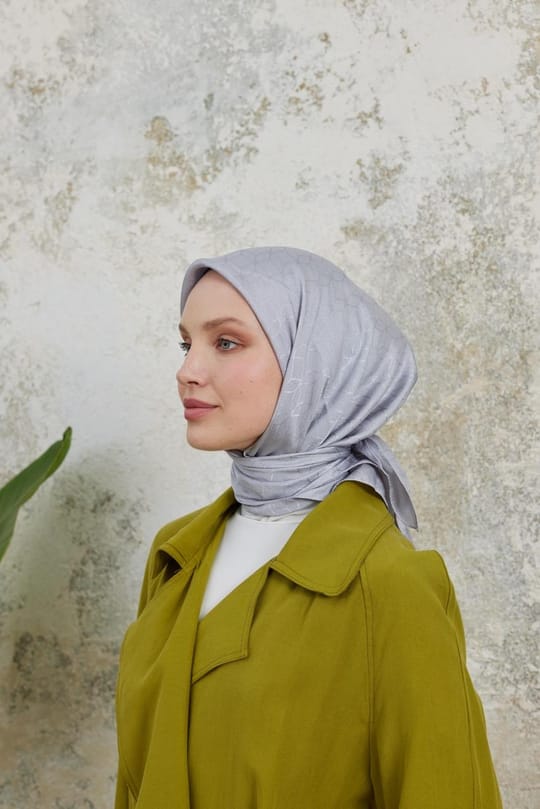 Valeria Desen İpeksi Jakar Eşarp Gümüş