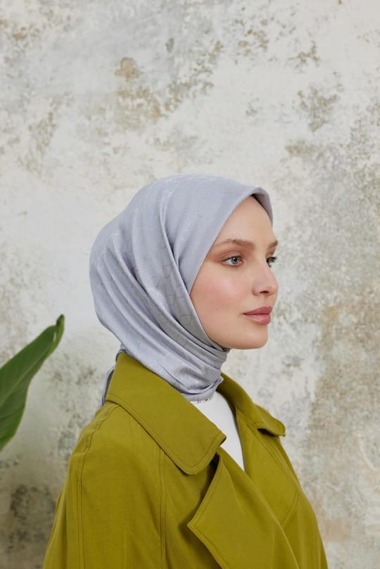 Valeria Desen İpeksi Jakar Eşarp Gümüş