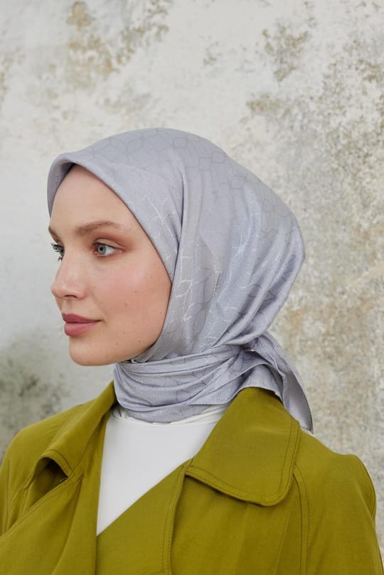 Valeria Desen İpeksi Jakar Eşarp Gümüş