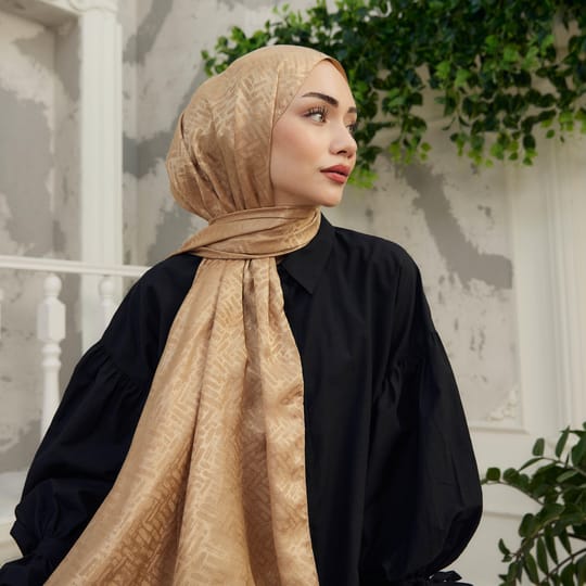 Vogue Desen İpeksi Jakar Şal Safran