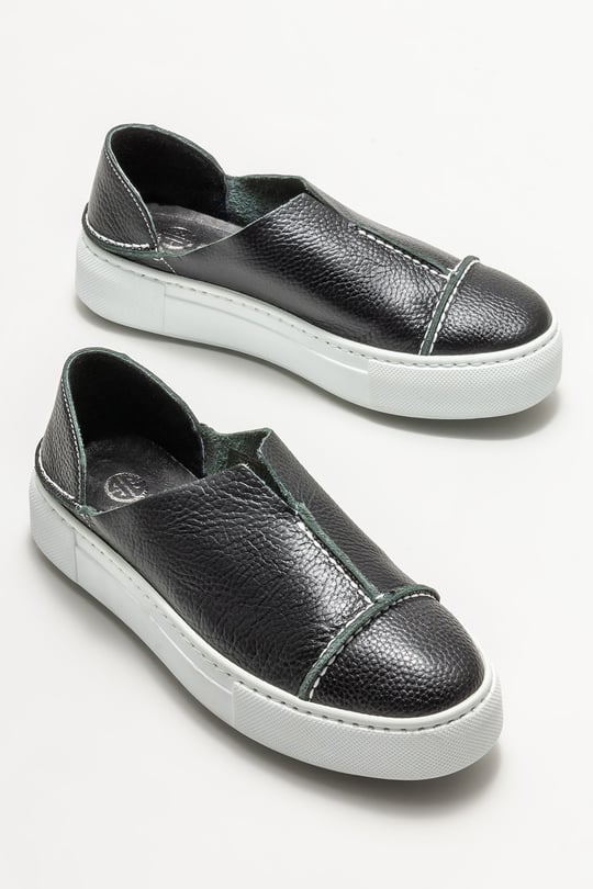 Siyah Hakiki Deri Kadın Spor Ayakkabı Satın Al! CARINA-1-01 Fiyatı | Elle  Shoes